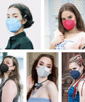 Various people wearing KN95 Face Mask 30 Pack Individually Wrapped 5 Ply Breathable Dust Shield in assorted colors