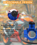 Straight Up Heavy Duty Motorcycle Engine Kill And Start Switch With Tight Mounting Plate For Dirt Pit Bikes AtVs And Scooters Hardcore Aluminum Build Brings Dead Simple Shutdown Control In Classic Blue showing sealed button design.