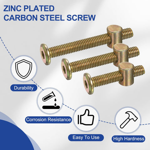 4 Piece Bunk Bed Bolts And Nuts Kit M6x70mm Hex Drive Socket Cap Hardware with zinc plated carbon steel screws