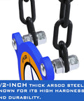 Close-up of 1/2-inch thick AR500 steel target with chain, part of the AR500 Steel Target Set With One Half Inch Thick Gongs For Shooting.