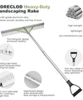 Floating Lake Weed Rake With 134 Inch Extension Handle And 20 Foot Rope, showing aluminum construction and anti-slip handle