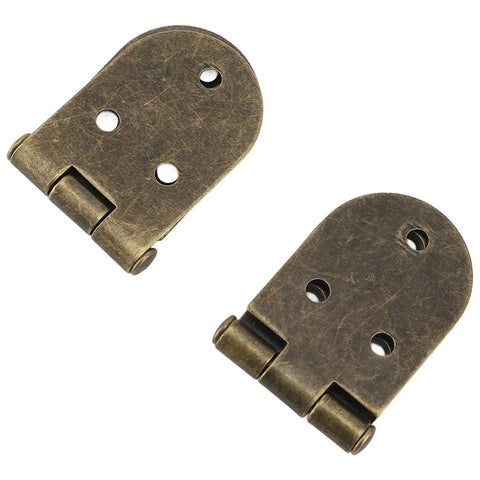 180 Degree Folding Flush Hinge Set for vintage furniture, heavy duty iron, bronze finish, shown open at an angle.