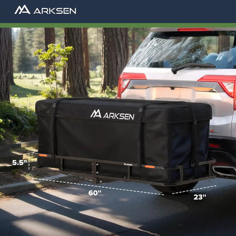 SUV with Beefy 60 Inch Hitch Cargo Carrier Basket, 23 Inch Wide By 5.5 Inch Deep, 2 Inch Receiver, 500 Lb Capacity in forest