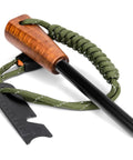 Survival Prepper Grade Fire Starter Kit With Handmade Wooden Handle Ferro Rod Three Eighths Inch Thick Striker