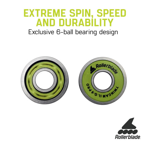 Inline Skate Bearing Set ILQ 9 Pro With Six Ball Design And SCRS Shield For Dirt Prevention TK Gel Coated Bearings Green