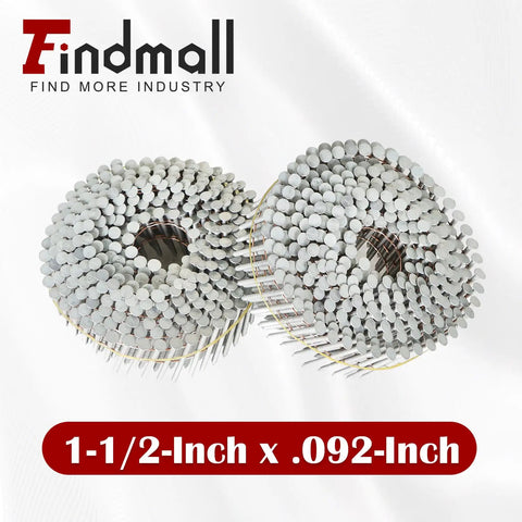 1-1/2 Inch Siding Nails 3600 Count, 15 Degree Wire Collated Coil, Full Round Head, Hot Dipped Galvanized Exterior Fasteners