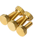 American Made 1/4-20 Brass Thumb Screws With Knurled Diagonal Grip, 3/4 Inch Thread Length, No Burrs, Durable Five Pack for DIY Projects