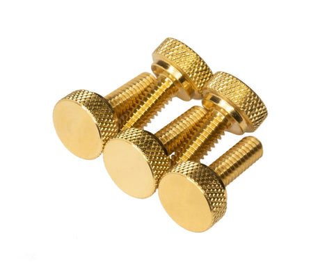 American Made 1/4-20 Brass Thumb Screws With Knurled Diagonal Grip, 3/4 Inch Thread Length, No Burrs, Durable Five Pack for DIY Projects
