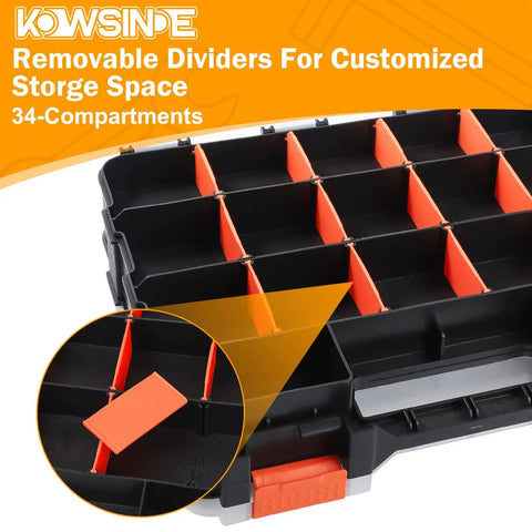 Double Sided Tool Organizer With 34 Compartments And Removable Dividers For Screws Nuts Bolts Tough As Nails Hardware Storage Box