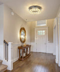 Entryway with Dope Modern Crystal Ceiling Light With Dimmable LED Flush Mount 12 Inch Chrome Industrial Chandelier