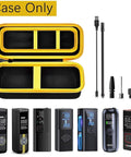 Premium Heavy Duty Portable Air Compressor Storage Case For Tire Inflator And Charging Cables Dope Protection Slick Ride Gear Keeper Road Ready Box Only Yellow with open zipper and organizing slots.