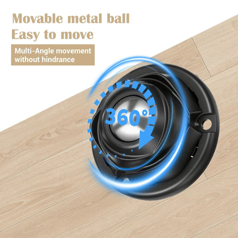 Movable metal ball on a one inch swivel plate showing 360° rotation for Hella Durable Self Adhesive Caster Wheels.