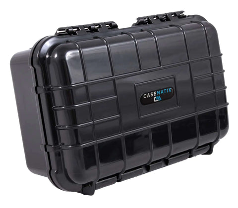 Bad Boy 8 Inch Waterproof Hard Case With Custom Diced Foam For Electronics And Tool Stash Impact Resistant Travel Box, black design.