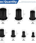 320 Piece Metric Rivet Nuts Kit M3 Through M12 With Flat Head Rivnut Inserts Black Zinc Plated Carbon Steel