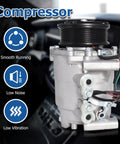 Rock Solid AC Compressor Replacement For Honda CRV 2002 To 2006 2.4L Engine CO 10663AC close-up showing smooth finish and connectors.
