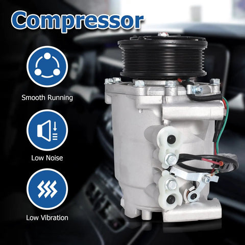 Rock Solid AC Compressor Replacement For Honda CRV 2002 To 2006 2.4L Engine CO 10663AC close-up showing smooth finish and connectors.