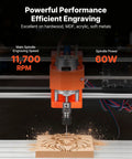 3-Axis CNC Router Machine For Wood And Acrylic Engraving And Milling With A Beefed-Up 60W Spindle, close-up on spindle engraving