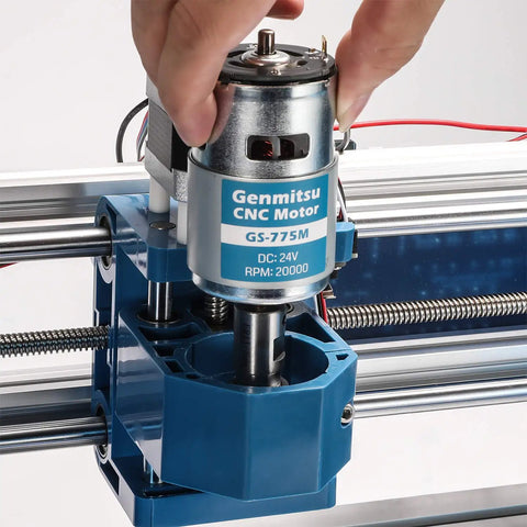 Hand installing High Power CNC Spindle Motor 20000 RPM for 3018 Router 24V DC with 5mm ER11 Collet Set and Noise Suppression PCB