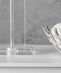 Base of Toledo 25 Inch Crystal Table Lamp With Cotton Shade on a white surface, highlighting the durable glass crystals.