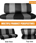 Front view of Truck Bench Seat Cover Without Headrest Hole That Fits Most Trucks And Cars, Universal Dutch Velvet Seat Protector in black and gray.
