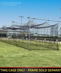 Fully Enclosed Baseball Softball Batting Cage Net With Easy Entry Door Built Tough For All Weather, 70 Ft Long By 12 Ft High By 12 Ft Wide Cage, Heavy Duty Vinyl Backstop, outdoor setup