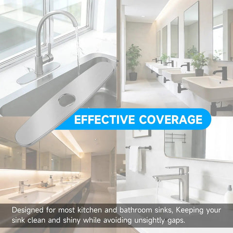 10 Inch Brushed Nickel Kitchen Faucet Deck Plate Cover Easily Fits Three Hole Sinks to Hide Unused Mounting Openings and Smooth Over Patchy Vanities for That Clean Tight Look Every American Home Deserves.