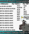 4 Pairs Bike Brake Pads Resin And Semi Metallic Ebike Disc Brake Pads With Installation Tools And Spring Compatible With MT200 TRP Tektro M355 M446 M315 M365 M520 M510 BR M575 T615 T675 compatibility chart