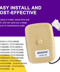 WR60X26085 Refrigerator Evaporator Fan Motor Replacement shown with wiring and model compatibility list