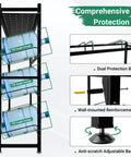 Heavy Duty 4 Tier Water Jug Rack With Top Shelf Holds Up To Nine 5-Gallon Bottles, Space Saving Storage For Garage, Shop, Man Cave, Or Home, Keeps Your Water Station Neat And Ready, black steel tilt-angle rack