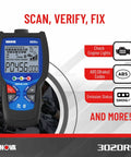 No Hassle OBD2 Code Reader And ABS Scan Tool With Fix And Part Recommendations, displays ABS data and engine codes on screen.