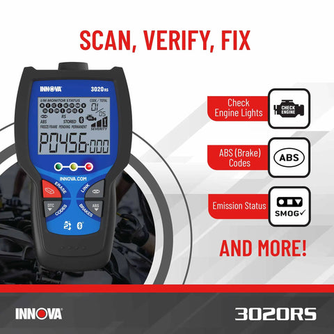 No Hassle OBD2 Code Reader And ABS Scan Tool With Fix And Part Recommendations, displays ABS data and engine codes on screen.