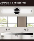 24 Inch Black LED Vanity Light Bar 18W Dimmable With Color Temperature Options 3000K 4000K 5000K Over Mirror Bathroom Fixture