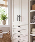 Matte Black Cabinet Pulls And Drawer Knobs Set For Cabinets And Drawers, Includes Ten Long Pulls And Ten Round Knobs, A Sleek No Brainer Upgrade For Your Kitchen Or Bath on white bathroom cabinet