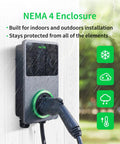 Level 2 EV Charger 50 Amp Smart AI Electric Vehicle Charger With Wi Fi And Bluetooth EVSE in use with NEMA 4 enclosure rain.