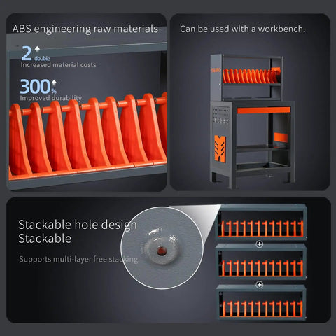 Grinding Wheel And Sandpaper Holder Storage Rack For Desktop Use 15/25 Groove Metal Organizer with stackable design