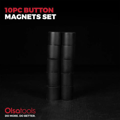 Stacked Magnetic Button Tool Organizers Set, 10 Pieces, Silicone Coated Magnets For Shop And Garage, Non Scratch, Heavy Duty