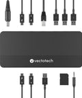 Top Shelf 12-In-1 Thunderbolt 5 Docking Station Featuring Integrated M.2 NVMe Bay Yields Dual 6K Outputs On Mac And Pushes Sick Triple 4K 144Hz Video For Creator Workstations Fr While Delivering A Rocksteady 140W PD Charge Cleanly with various ports and cables.