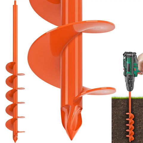 Orange Auger Drill Bit For Planting 4 By 32 Inch Garden Hole Drill For Digging Holes fits three eighths inch hex drive with drill use
