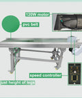Beefy Aluminum PVC Belt Incline Conveyor With Adjustable Speed And Height for Industrial Transport showcasing 120W motor and speed controller.