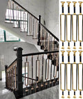 Premium Heavy Duty Aluminum Baluster Spindle Railing Kit With Slick Square Metal Posts And No Sweat Flat Brackets For Deck Stairs, in modern stairway.