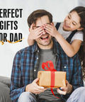 Father receiving gift from daughter, brown wrapped box with red ribbon, perfect gift idea for dad, happy surprise moment.