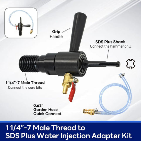 4 Inch Pro Core Drill Bit With SDS Plus Water Injection Adapter 14 Inch Depth Wet Core Bits For Concrete With Rebar Brick Masonry Stucco Mortar Includes Water Hose Kit