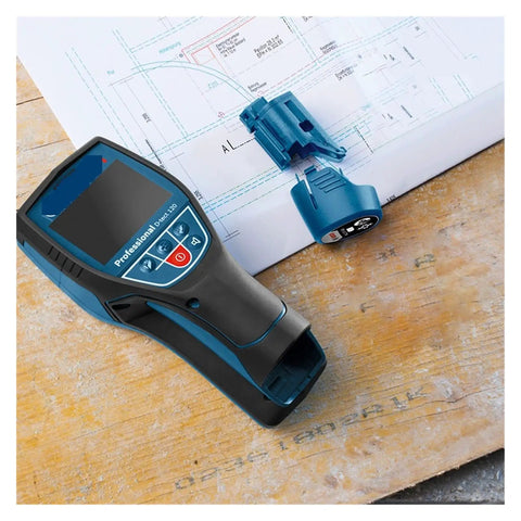 Pro Grade Stud Finder Wall Scanner And Metal Detector With Intuitive Radar Tracking Bang On Target Accuracy on a blueprint.