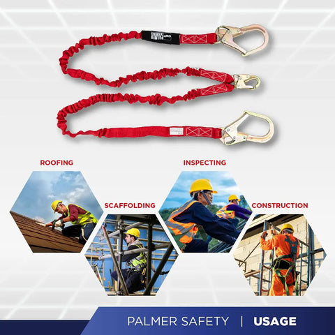 6 Ft Double Leg Safety Lanyard With Internal Shock Absorber OSHA ANSI Compliant Restraint Lanyard for various job site tasks