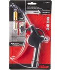 Packaging of Pistol Grip Blow Gun Kit With Safety Tip Nozzle And Kwik-Change Universal Tip System 90 Max PSI Four Piece Set
