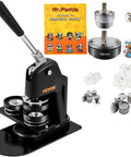2-In-1 Button Maker Kit With 1.25 and 2.25 Inch Molds, includes pin badge press, Mr. Panda book, button parts, and circle cutter