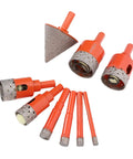 Durable Carbon Steel Marble Hole Saw Kit For Efficient Ceramic Glass Tile Drilling And Home Renovation Projects Featuring Heat Dissipation And Cool Sponge Design, orange diamond drill bits