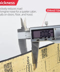Pro Grade Auto Sound Deadening Mat With 3 Layer Thermal Foil Foam Insulation shown in 10mm thickness measurement for installation.