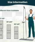 Person holding Lawn Leveling Rake 30x10 Inch, Professional Grade Leveler Tool with Stainless Steel Handle, showing size comparison