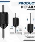All In One Transfer Punch Center Aligner Set for Precise Hole Layout, showing knurled body and guide cone with diagram
